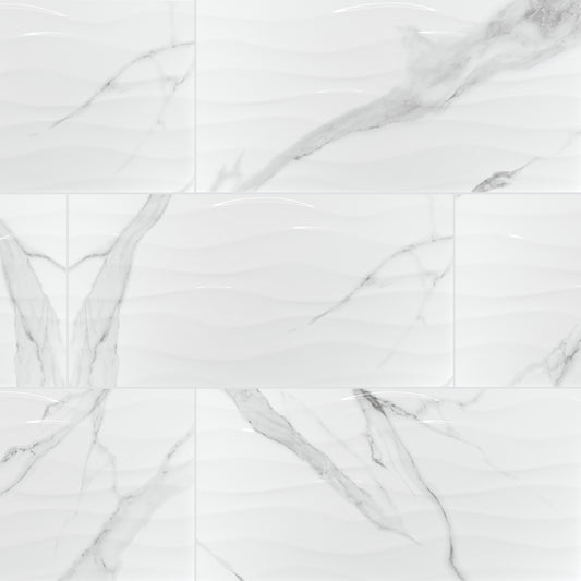 DYMO STATUARY WAVY WHITE 12X24 GLOSSY