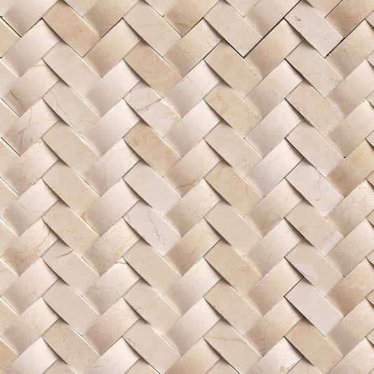 CREMA HERRINGBONE ARCHED MOSAIC