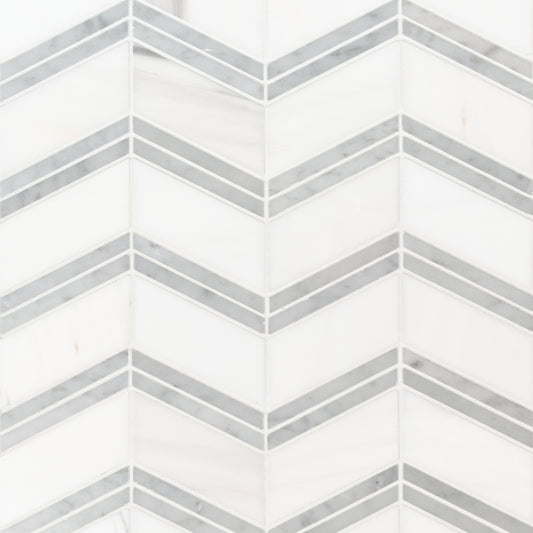 BIANCO DOLOMITE CHEVERON MOSAIC