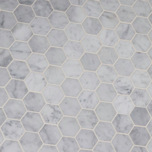 CARRARA WHITE 2 HEXAGON MOSAIC