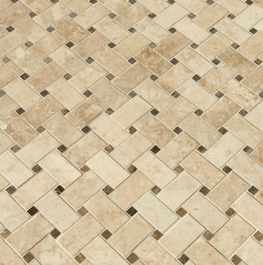 CREMA CAPPUCCINO BASKETWEAVE MOSAIC