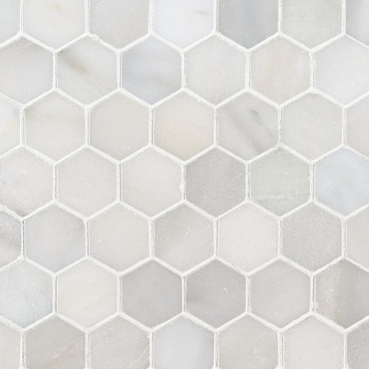 GREECIAN WHITE 2" HEXAGON