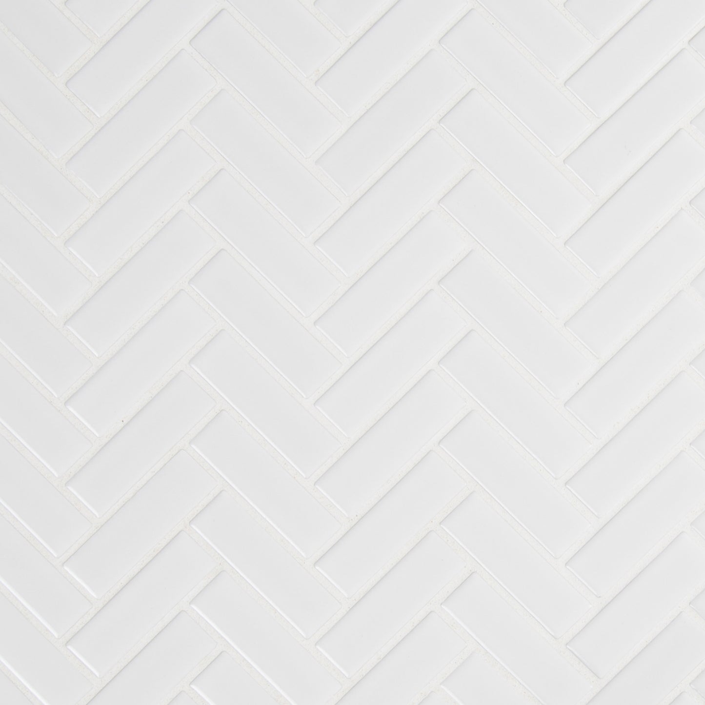 WHITE GLOSSY HERRINGBONE MOSAIC
