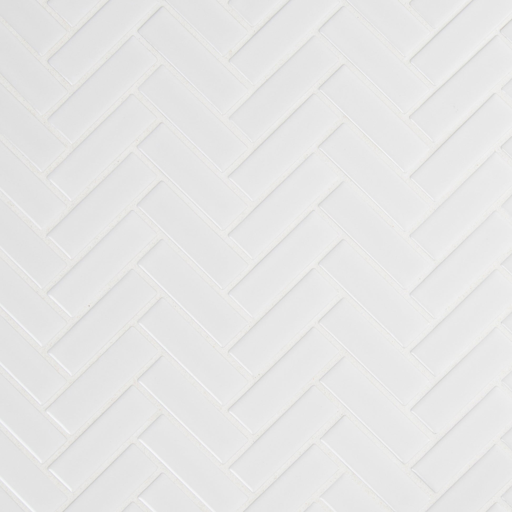 WHITE GLOSSY HERRINGBONE MOSAIC