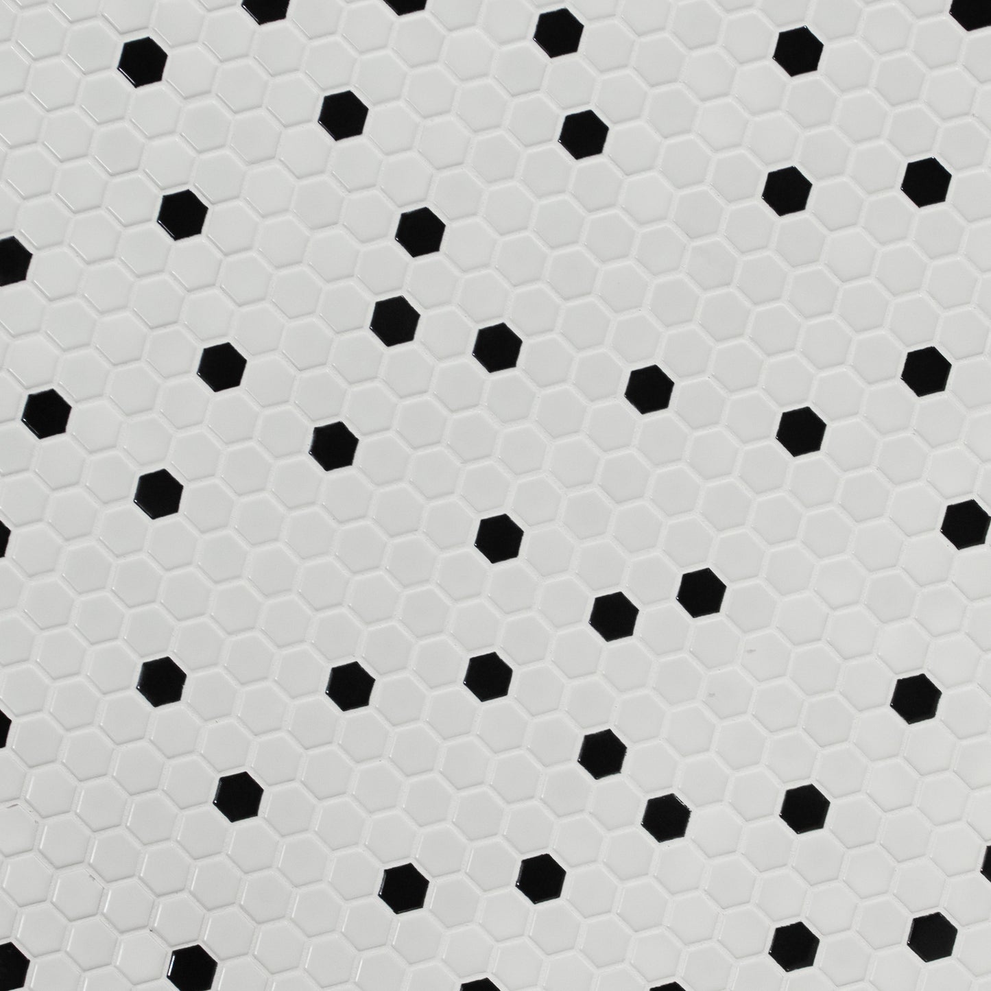 BLACK AND WHITE 1" HEXAGON MATTE