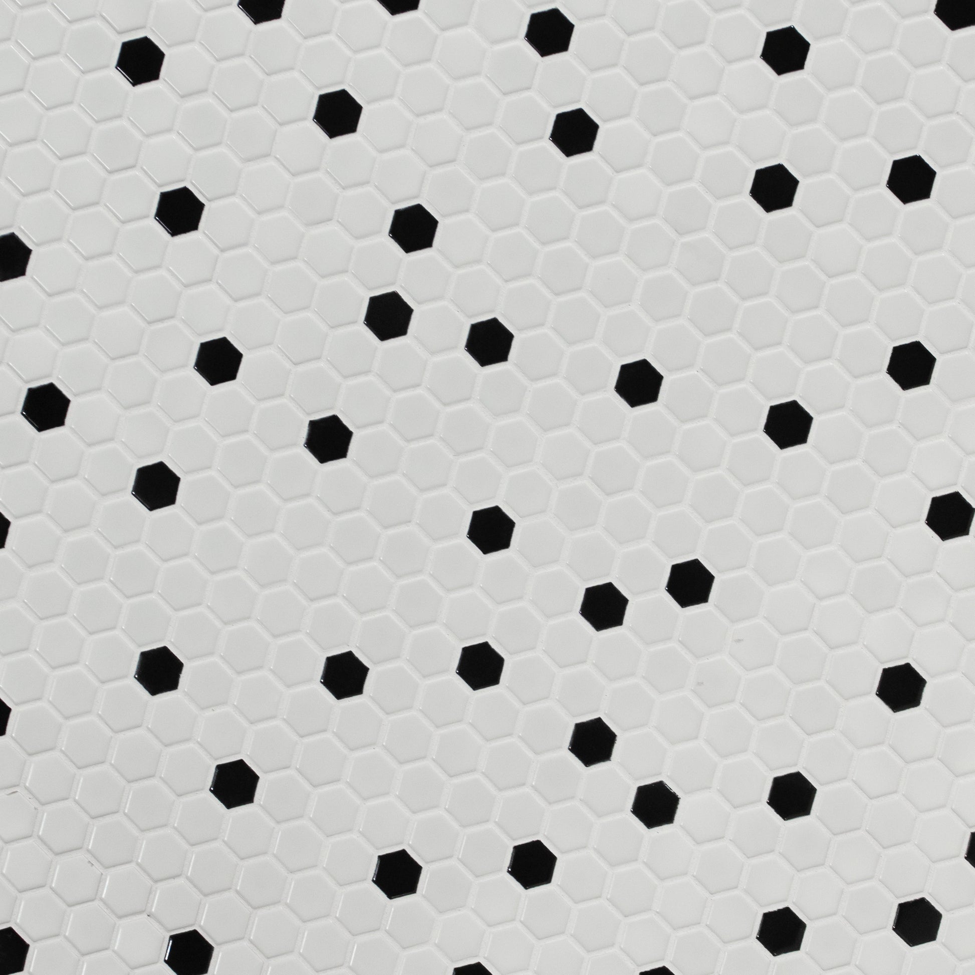 BLACK AND WHITE 1" HEXAGON MATTE