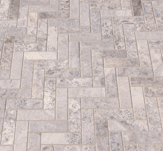 SILVER HERRINGBONE MOSAIC