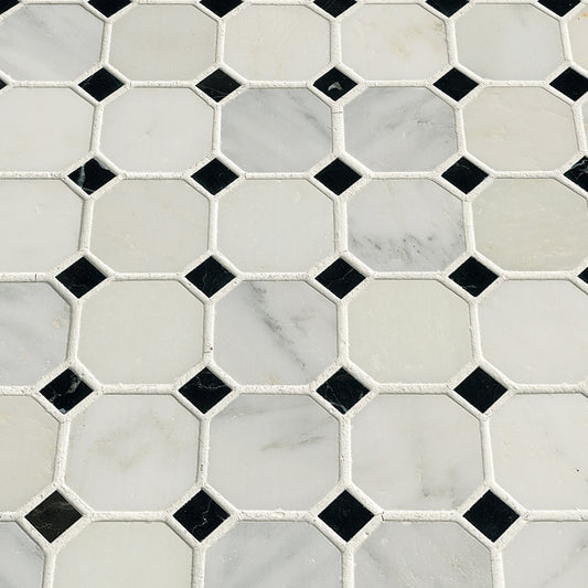 GREECIAN WHITE 2 OCTAGON MOSAIC